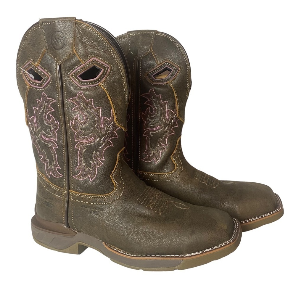 Double H Work Western Women’s phantom rider Boots Brown Leather Size 10 M